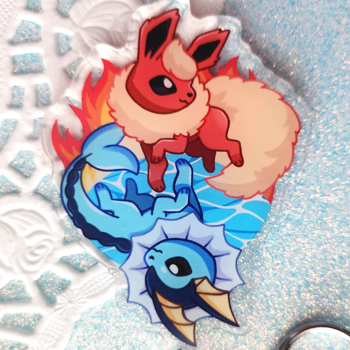 Appleminte Fire & Water keychain akryl 76 mm dobbelt
