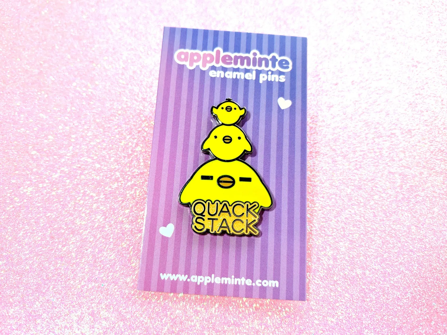 Appleminte Quack Stack emaljepin sort nikkel 44 mm