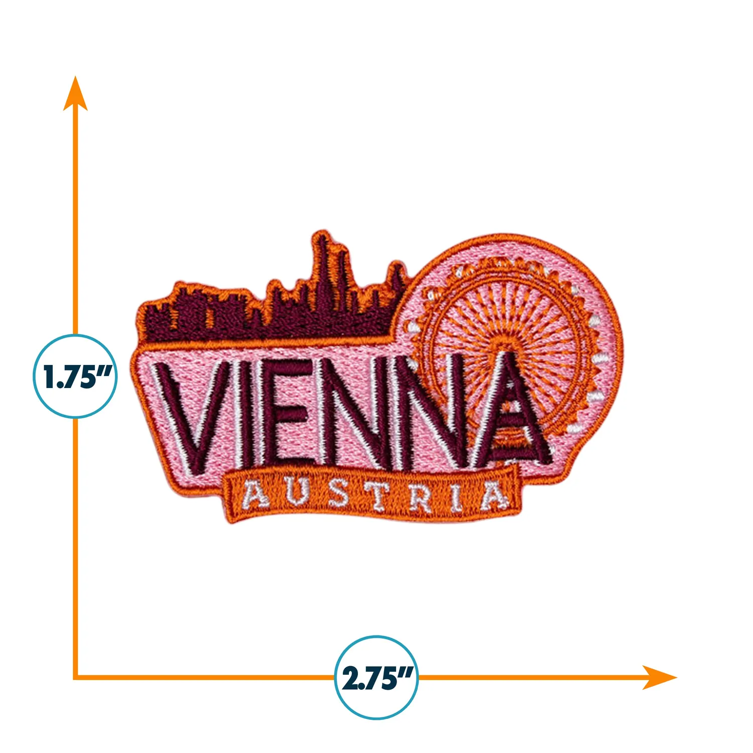Vagabond Heart Vienna Austria strygemærke souvenir broderet