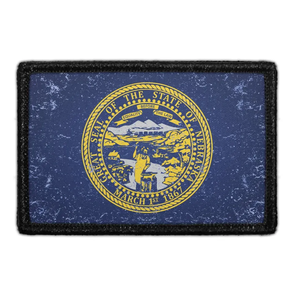 Pull Patch Nebraska Flag patch distressed velcro