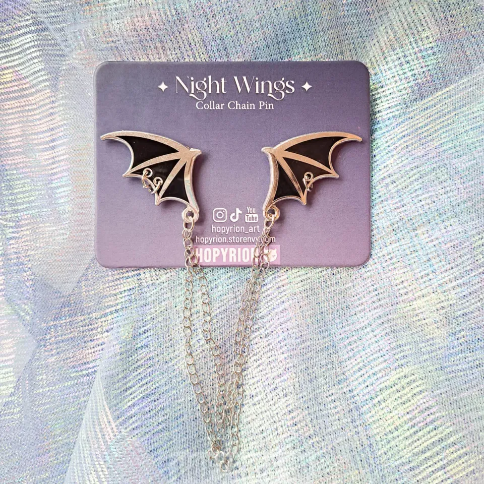 Hopyrion Devil Wings chain pin sølv 3 cm