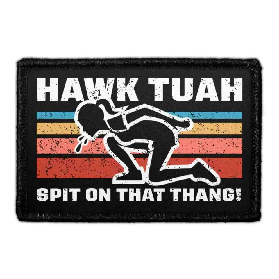Pull Patch Hawk Tuah Spitting Silhouette patch 3x2 sjov