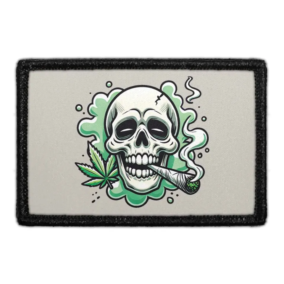 Pull Patch Marijuana Skull patch med velcro grønt kranie