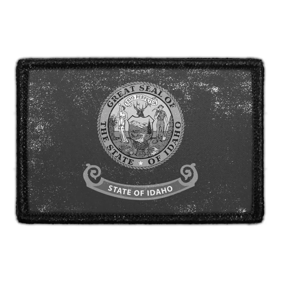 Pull Patch Idaho State Flag patch sort-hvid slidt velcro