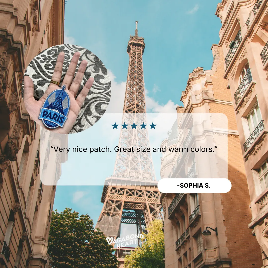 Vagabond Heart Paris strygemærke broderet 89 mm