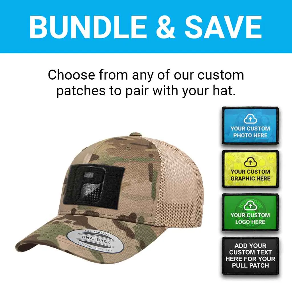 Pull Patch Custom Photo Curved Bill Multicam Trucker Hat kasket camo