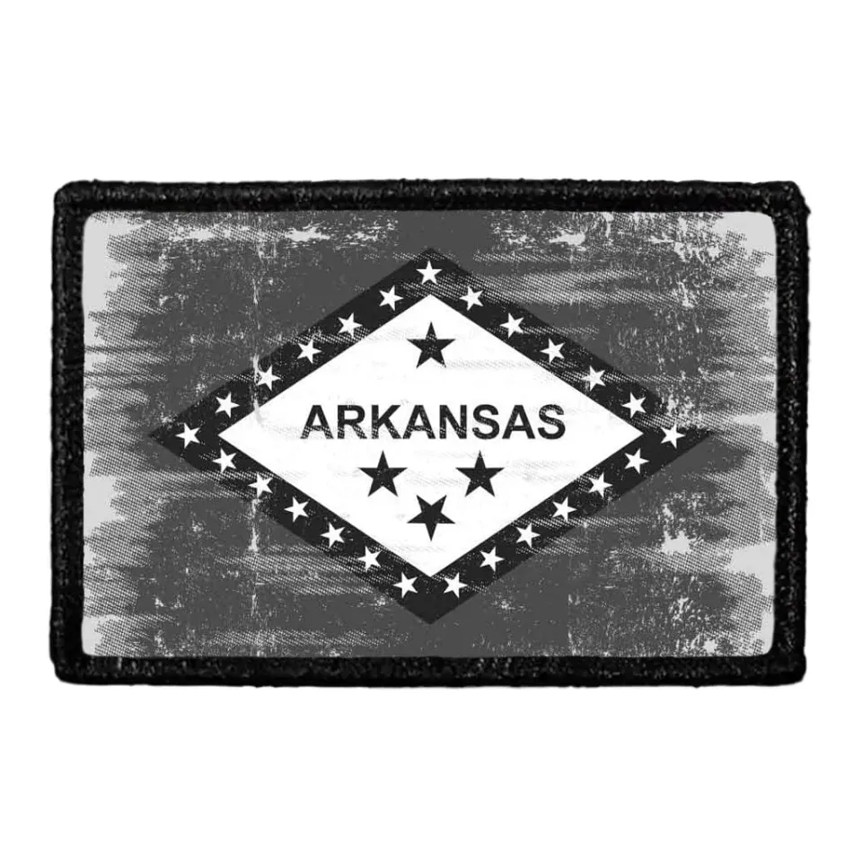 Pull Patch Arkansas State Flag patch sort-hvid velcro