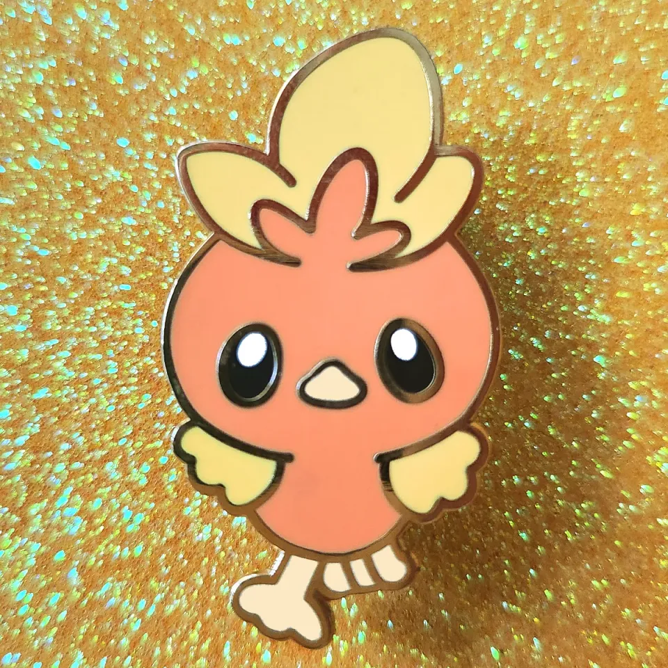 Appleminte Torchic emaljepin guld 3,8 cm