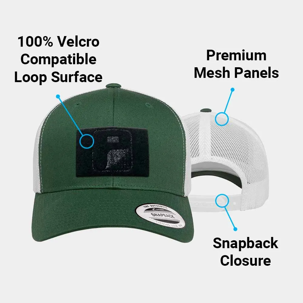Pull Patch Trucker Curved Bill Snapback kasket grøn hvid retro