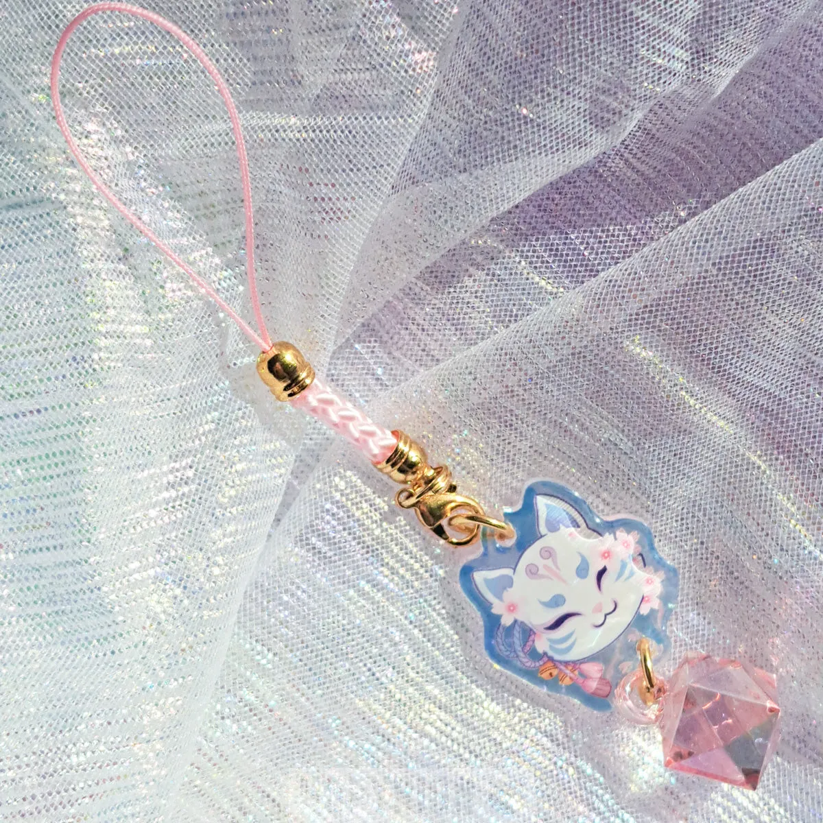 Hopyrion Kitsune Fox phone charm pink akryl