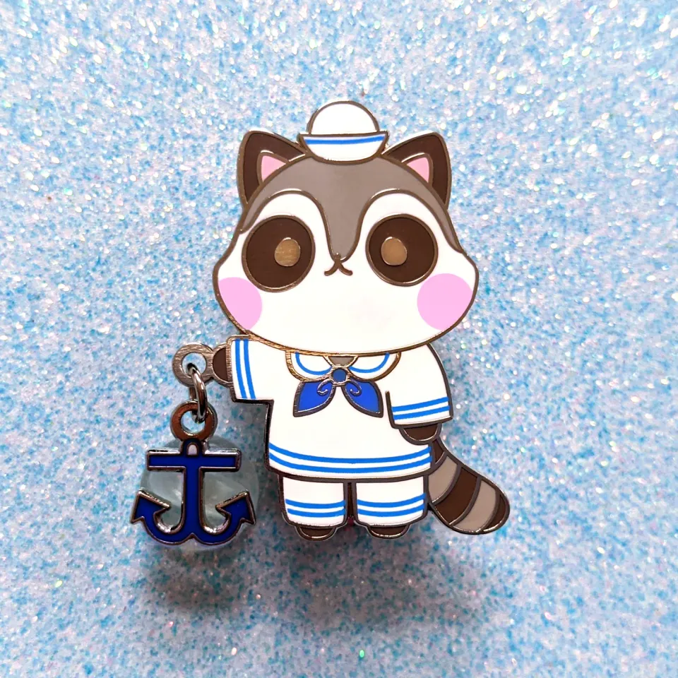 Appleminte Sailor Raccoon pin med vedhæng hård emalje