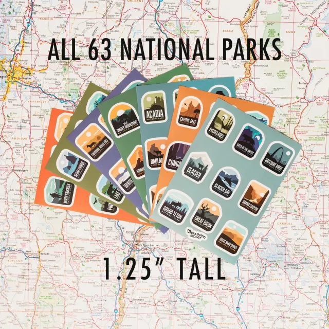 Vagabond Heart All 63 National Parks MINI stickers 63 stk