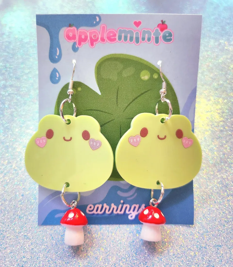 Appleminte Froggie øreringe akryl frø svamp