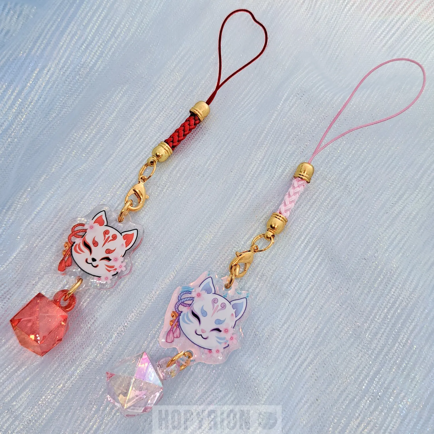 Hopyrion Kitsune Fox phone charm pink akryl
