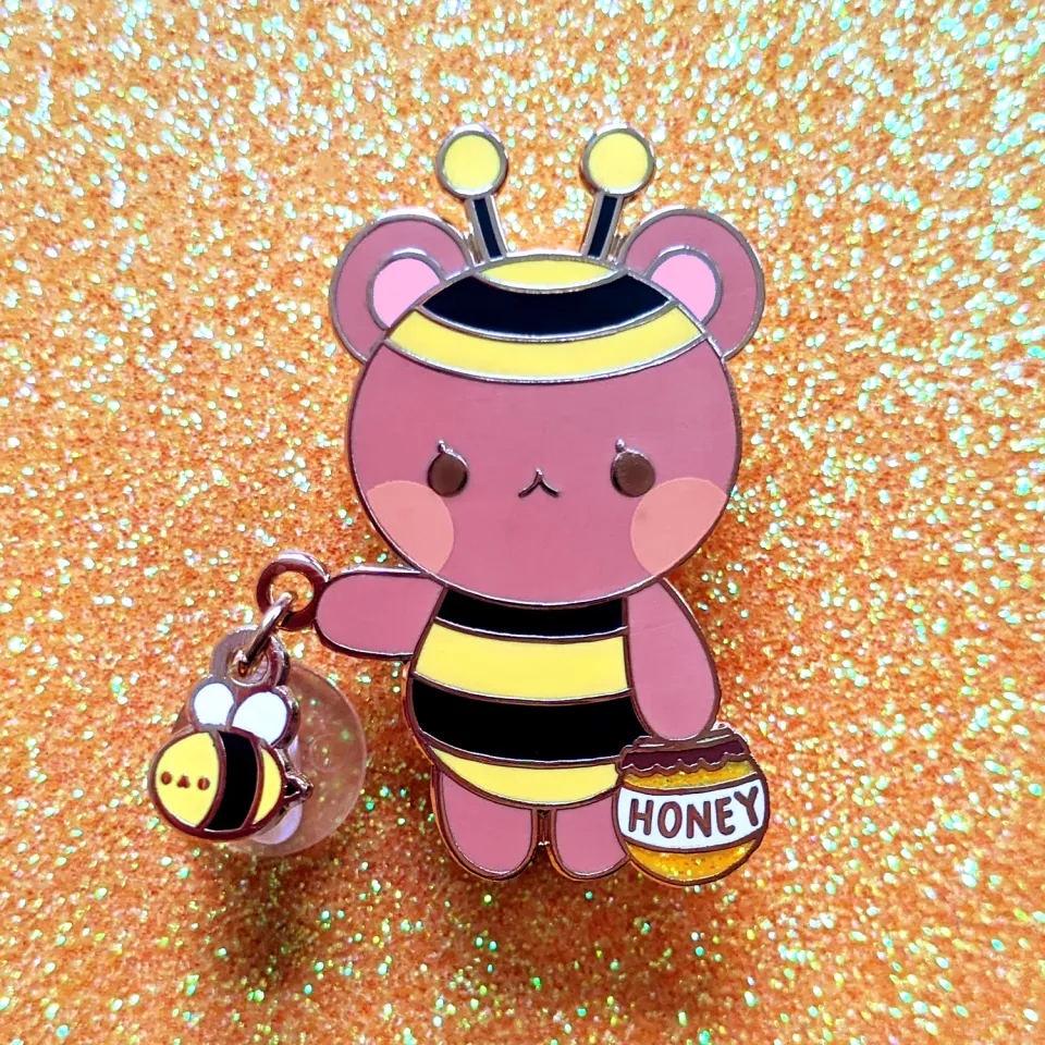 Appleminte Honey Bear pin vedhæng guld 38 mm