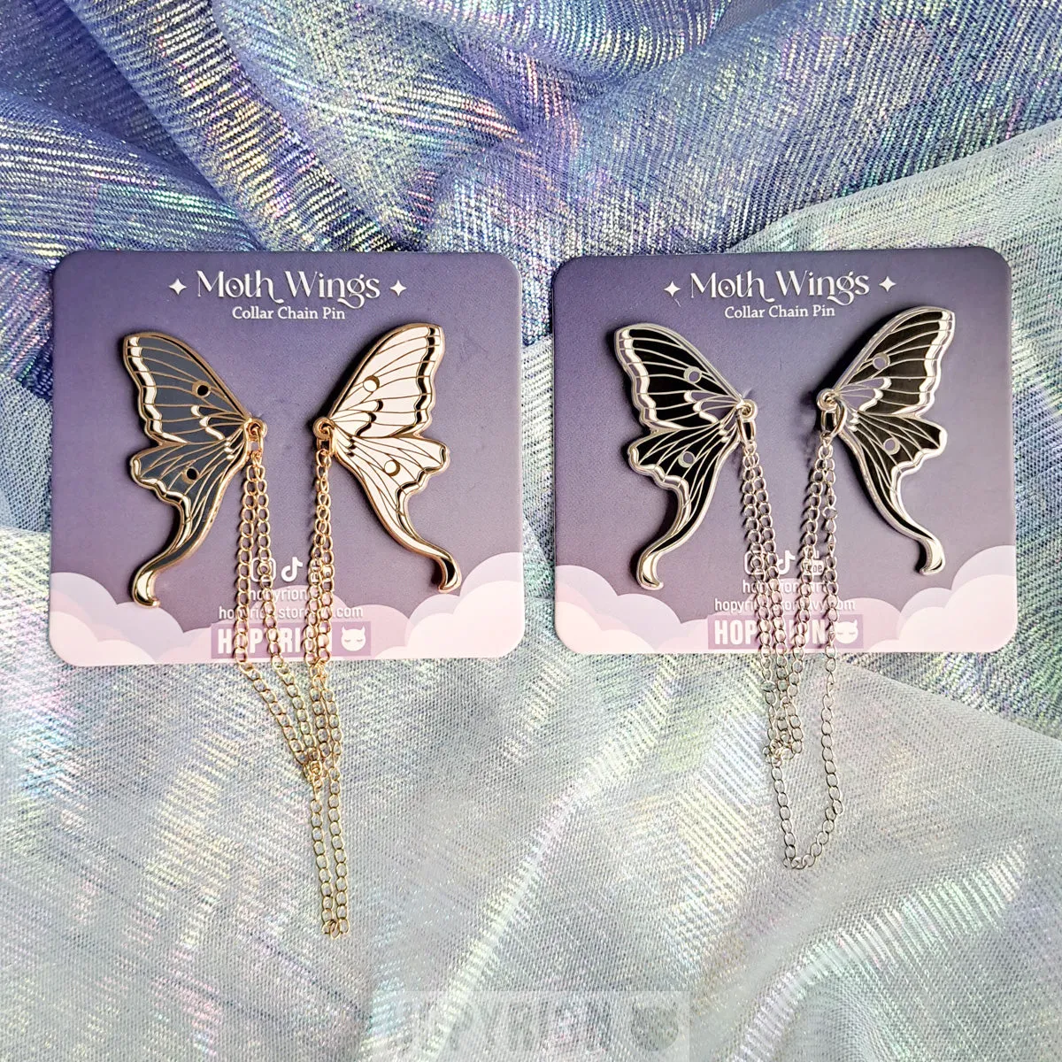 Hopyrion Moth Wings kravepin guld 5 cm