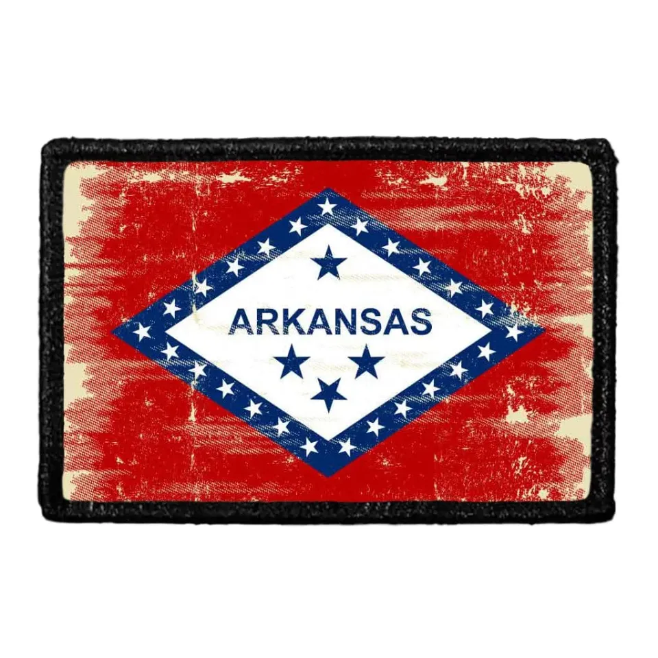 Pull Patch Arkansas flag patch farve distressed