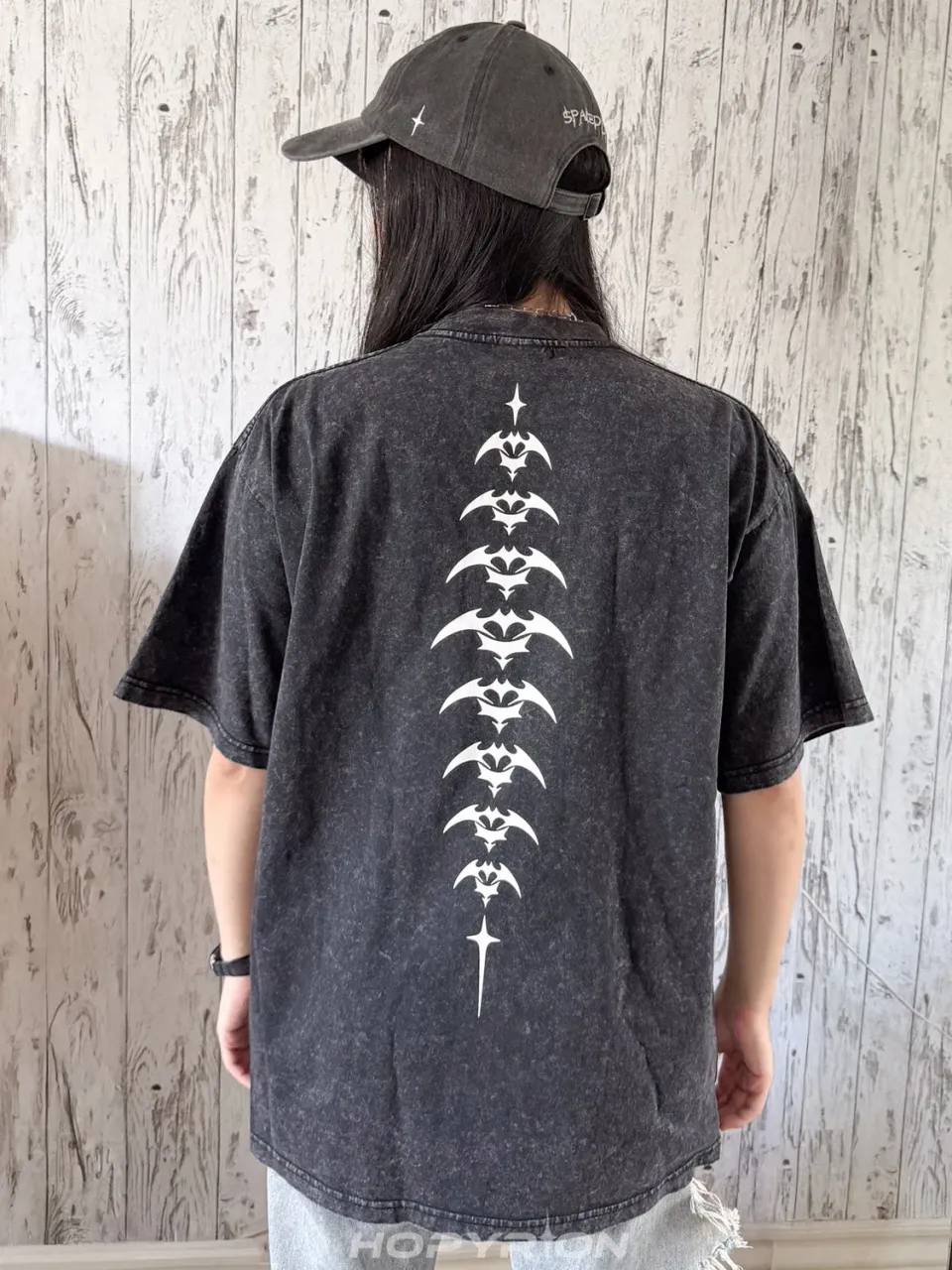 Hopyrion Spina t-shirt bomuld oversize acid wash
