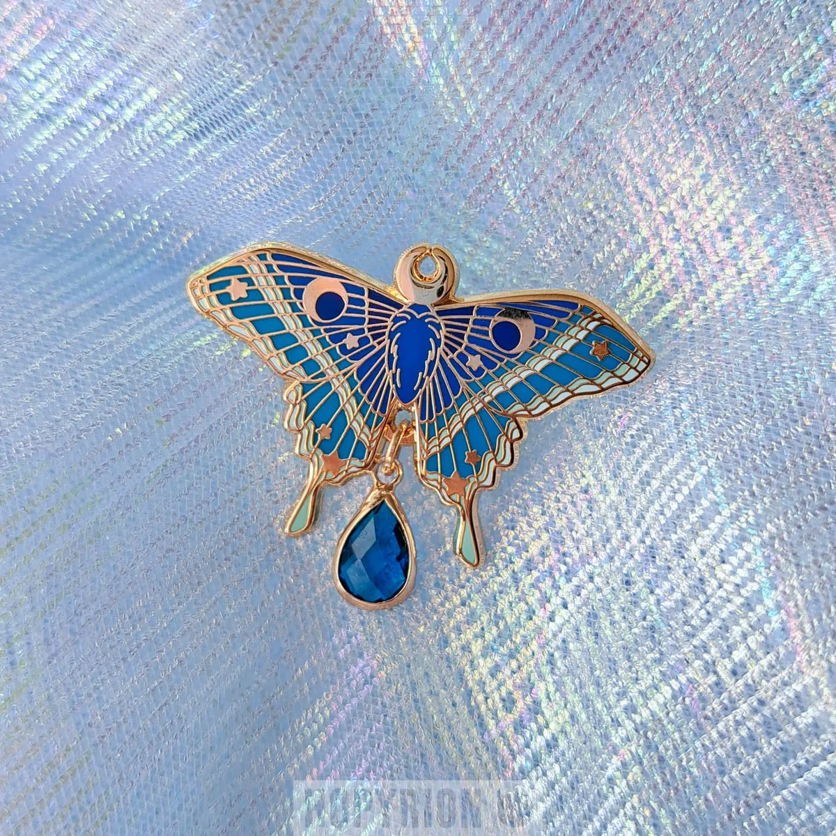 Hopyrion Star Moth emalje pin 4 cm guld