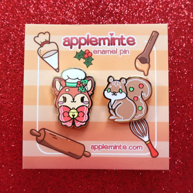 Appleminte Willow & Nutmeg pinsæt 2 stk jule emalje