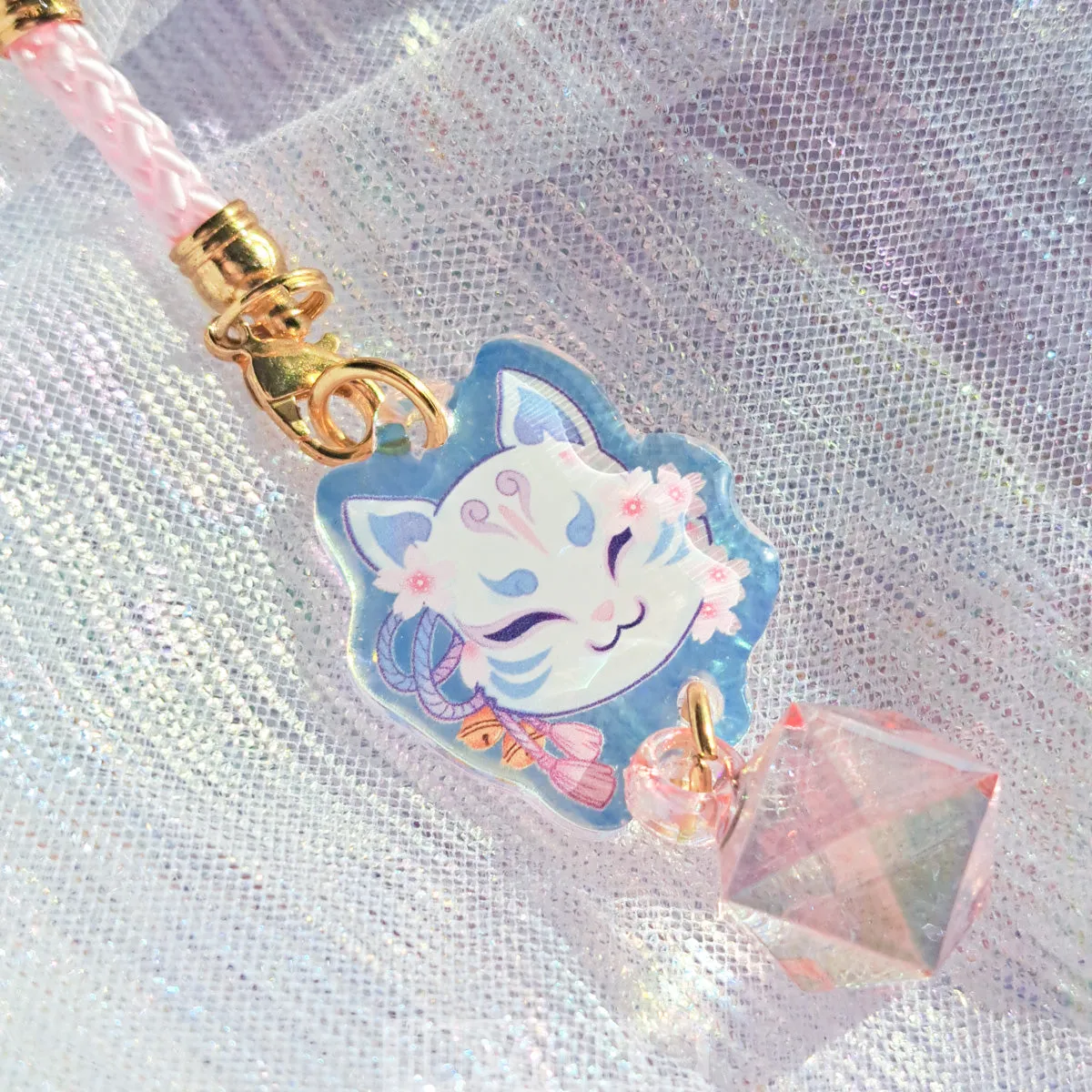 Hopyrion Kitsune Fox phone charm pink akryl