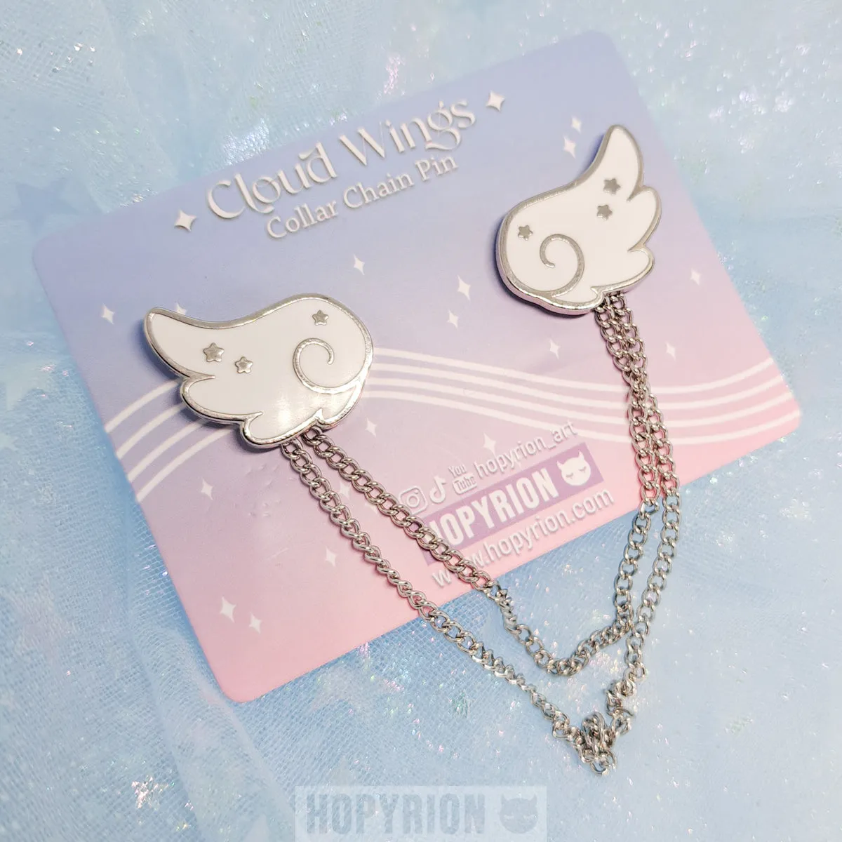 Hopyrion Angel Cloud Wings chain pin guld 3 cm