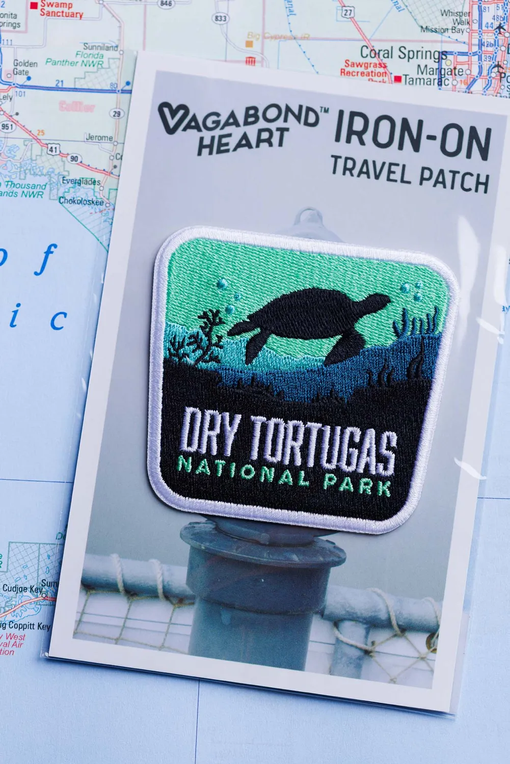 Vagabond Heart Dry Tortugas lap broderet kvadratisk