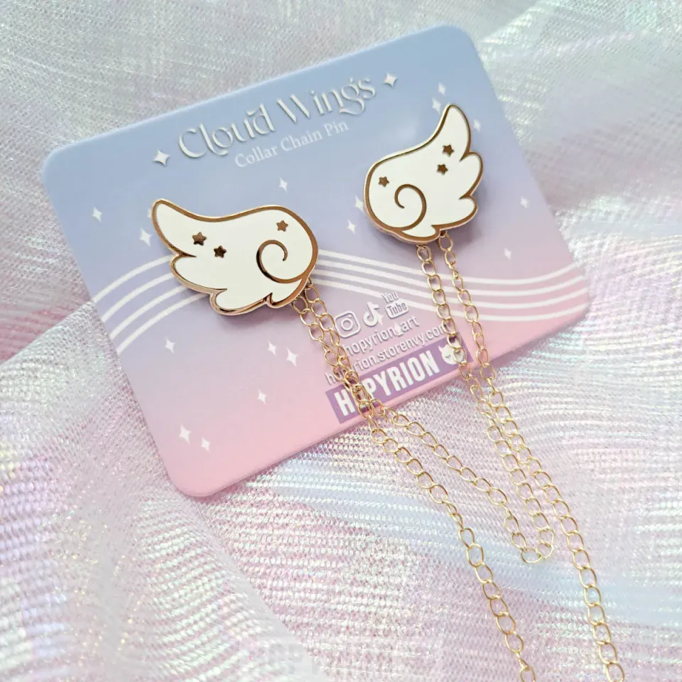 Hopyrion Angel Cloud Wings chain pin guld 3 cm