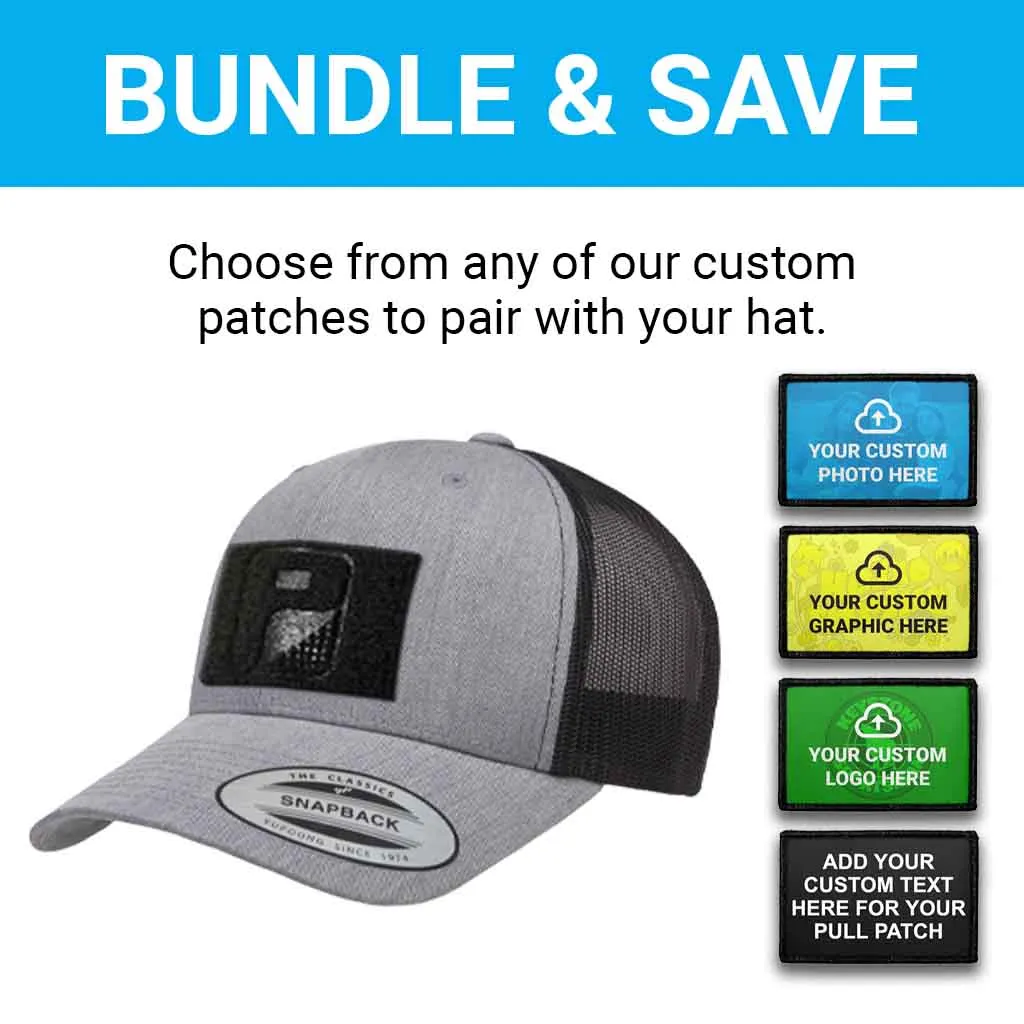 Pull Patch Custom Graphic Curved Bill trucker cap grå sort