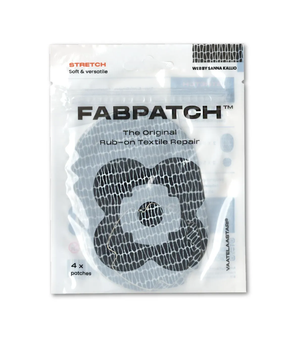 FabPatch Stretch Web tekstillapper sort/hvid 4-pak