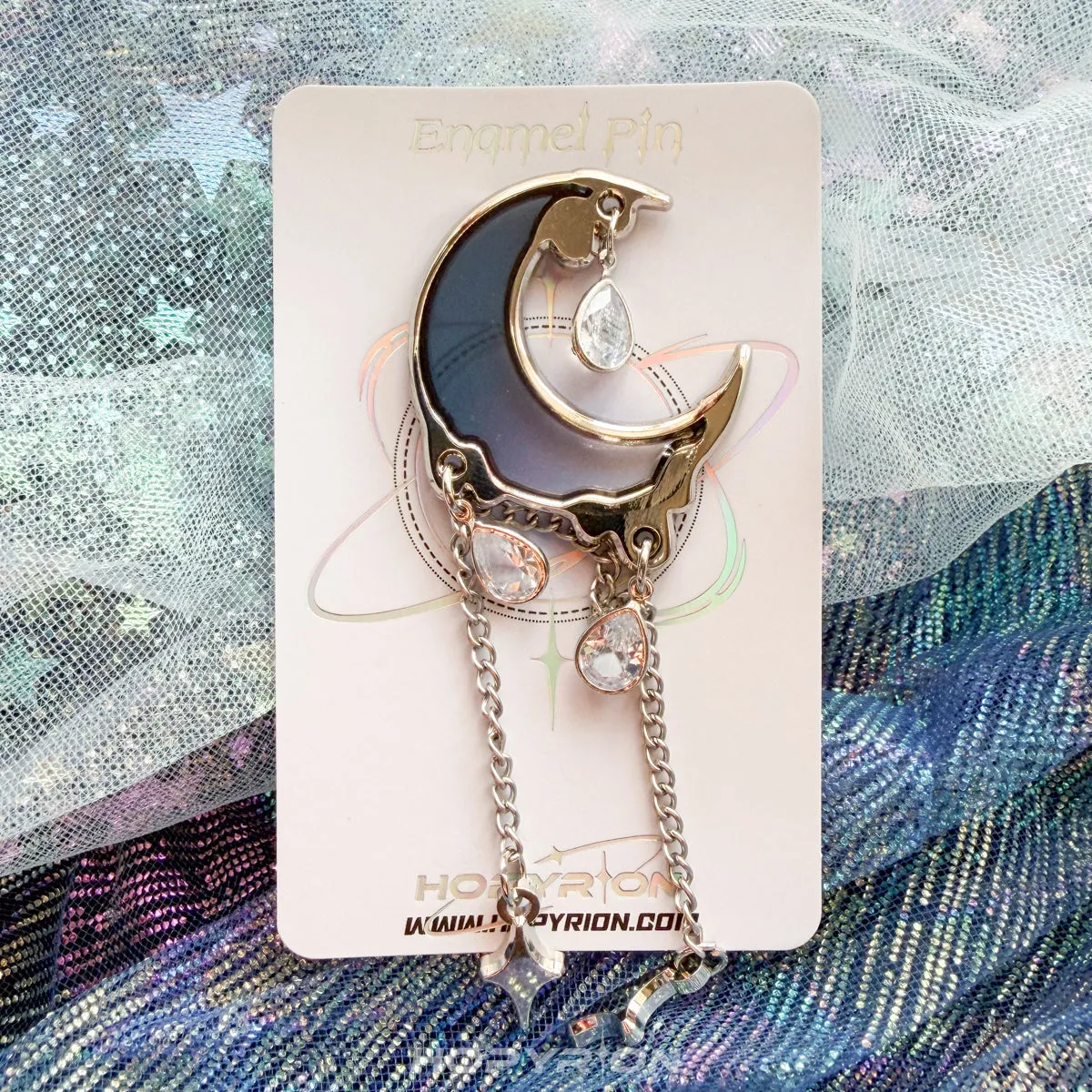 Hopyrion Moon Drop emaljepin 4 cm lavendel