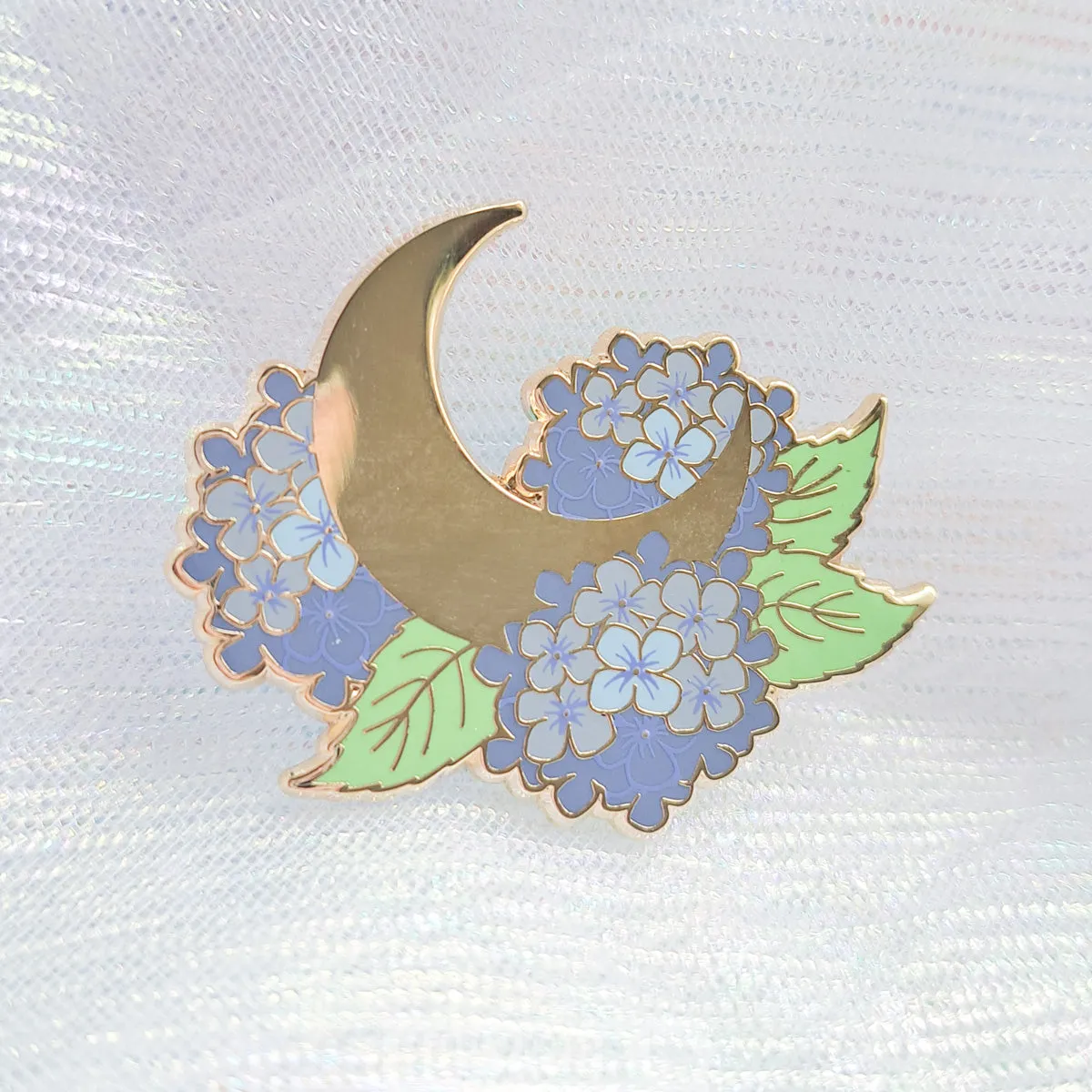 Hopyrion Hydrangea Moon emaljepin 4 cm blå
