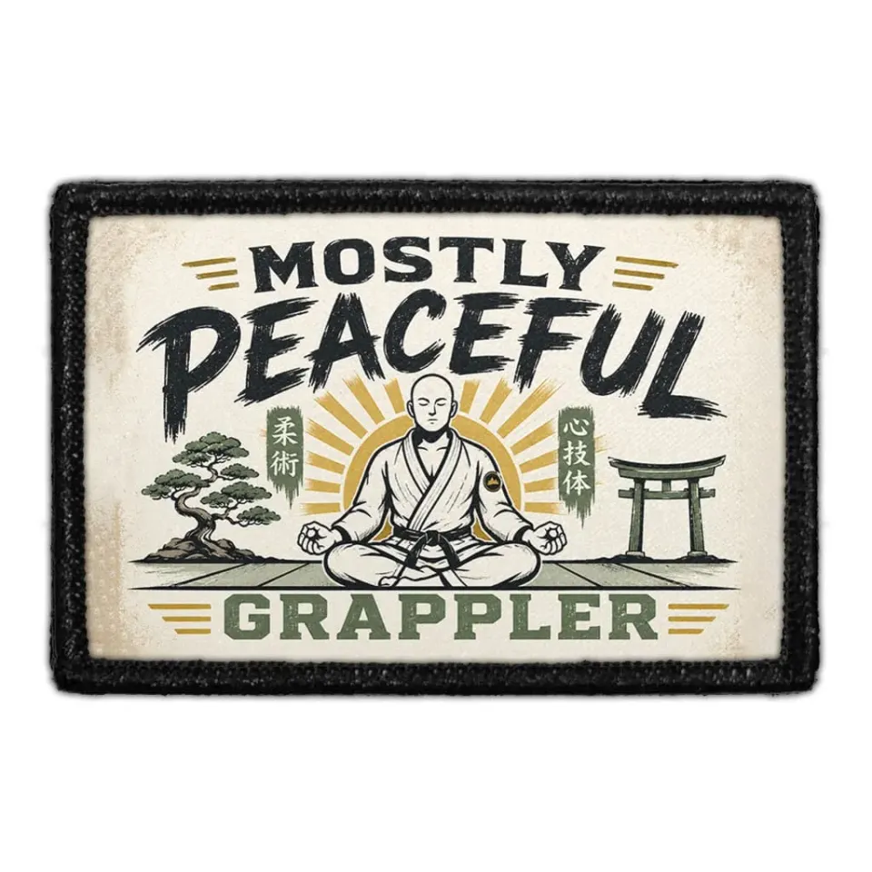 Pull Patch Mostly Peaceful Grappler patch 3x2 jiu-jitsu