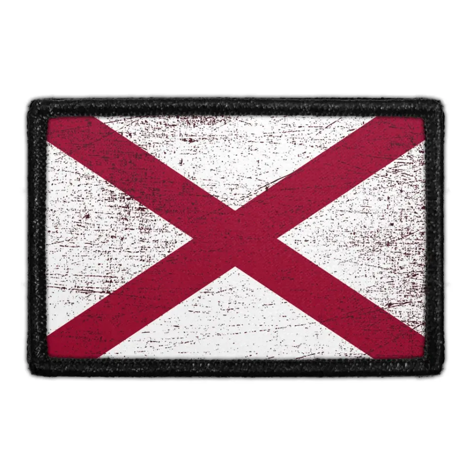 Pull Patch Alabama State Flag patch farve distressed 3x2