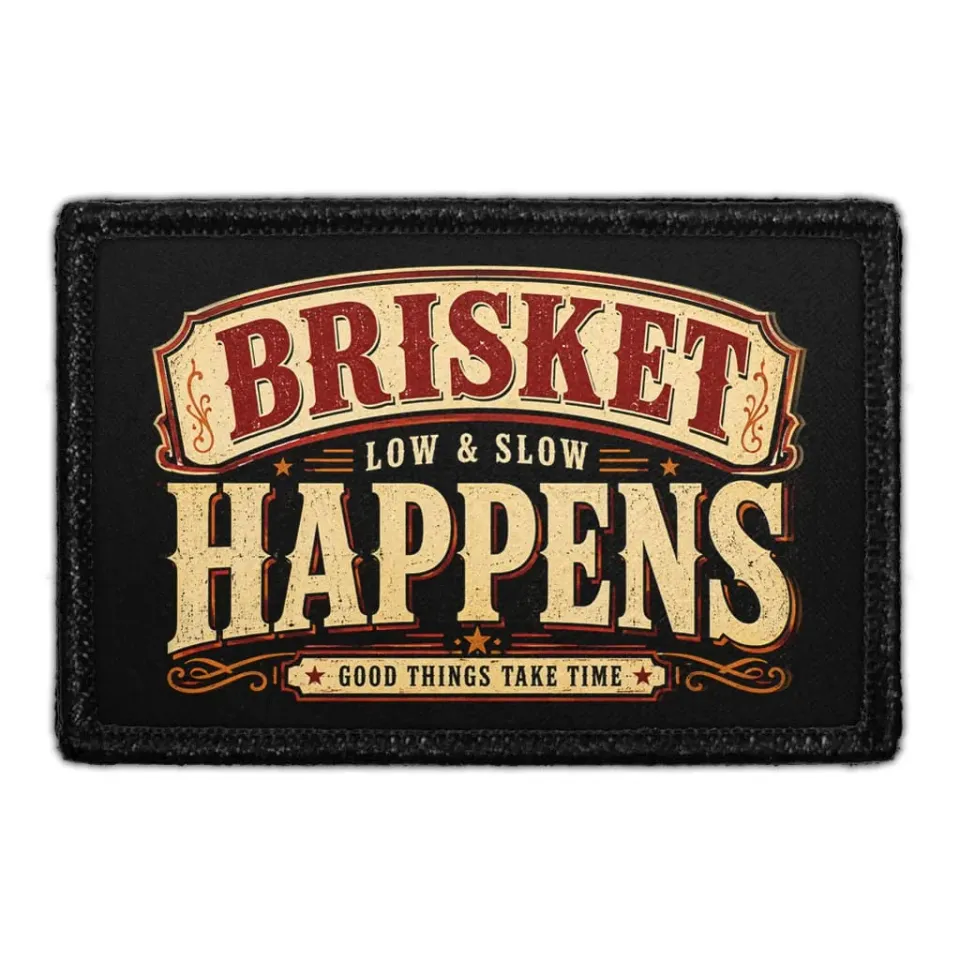 Pull Patch Brisket Happens patch 3x2 med velcro BBQ