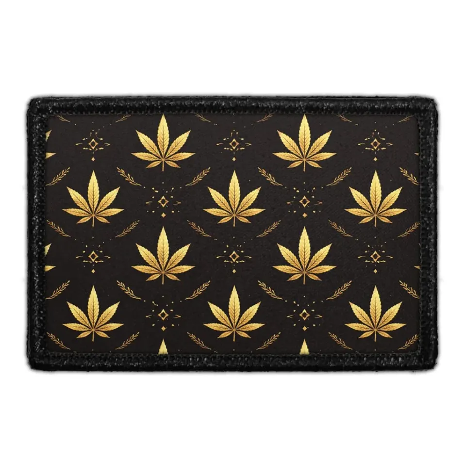 Pull Patch Golden Marijuana patch 76x51 mm guldblad