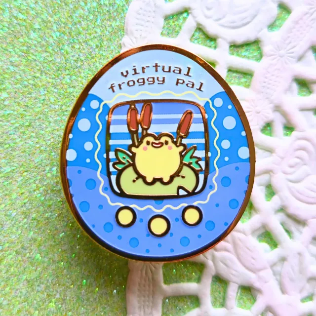 Appleminte Virtual Froggy Pal pin hard emalje 38 mm guld
