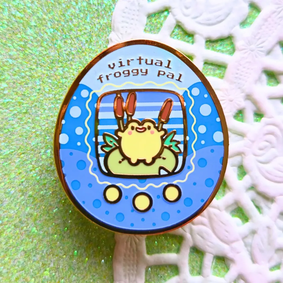 Appleminte Virtual Froggy Pal pin hard emalje 38 mm guld