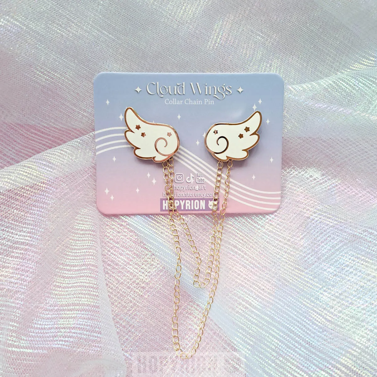 Hopyrion Angel Cloud Wings chain pin guld 3 cm