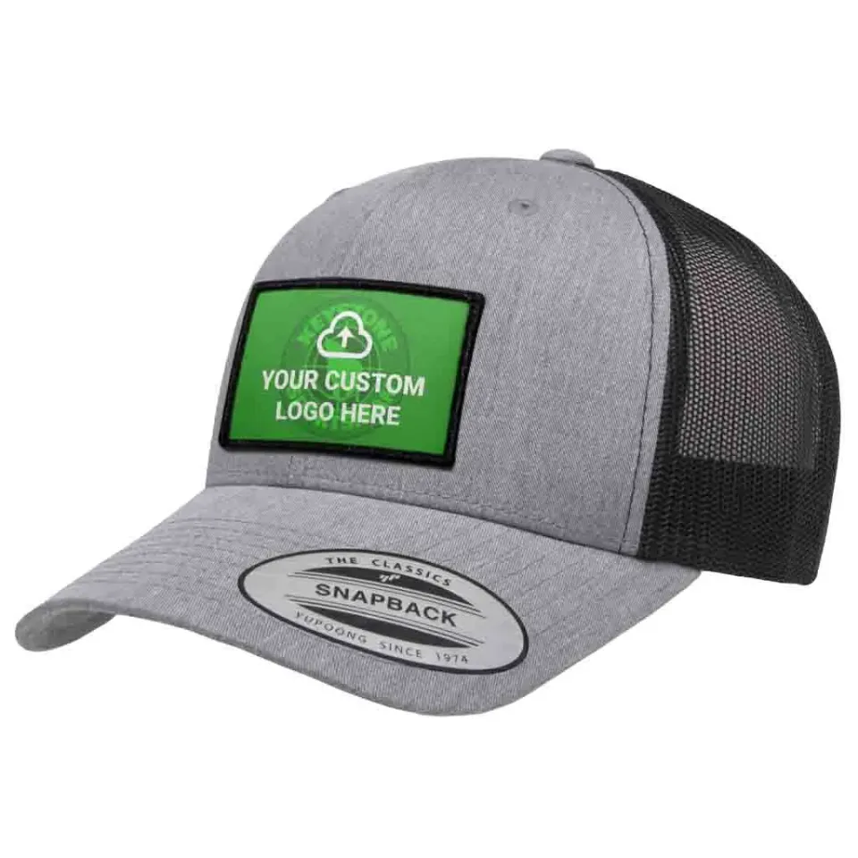 Pull Patch Custom Logo trucker patch kasket sæt heather sort