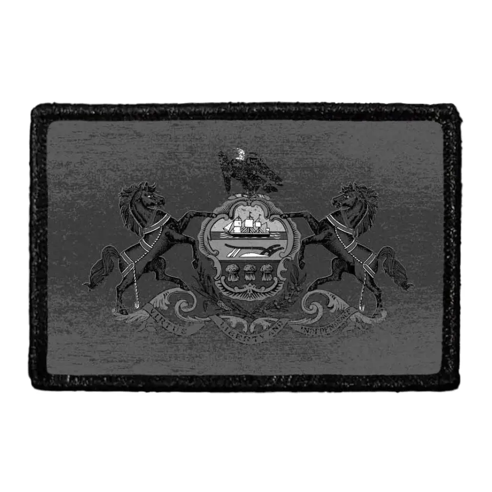 Pull Patch Pennsylvania State Flag patch sort-hvid slidt