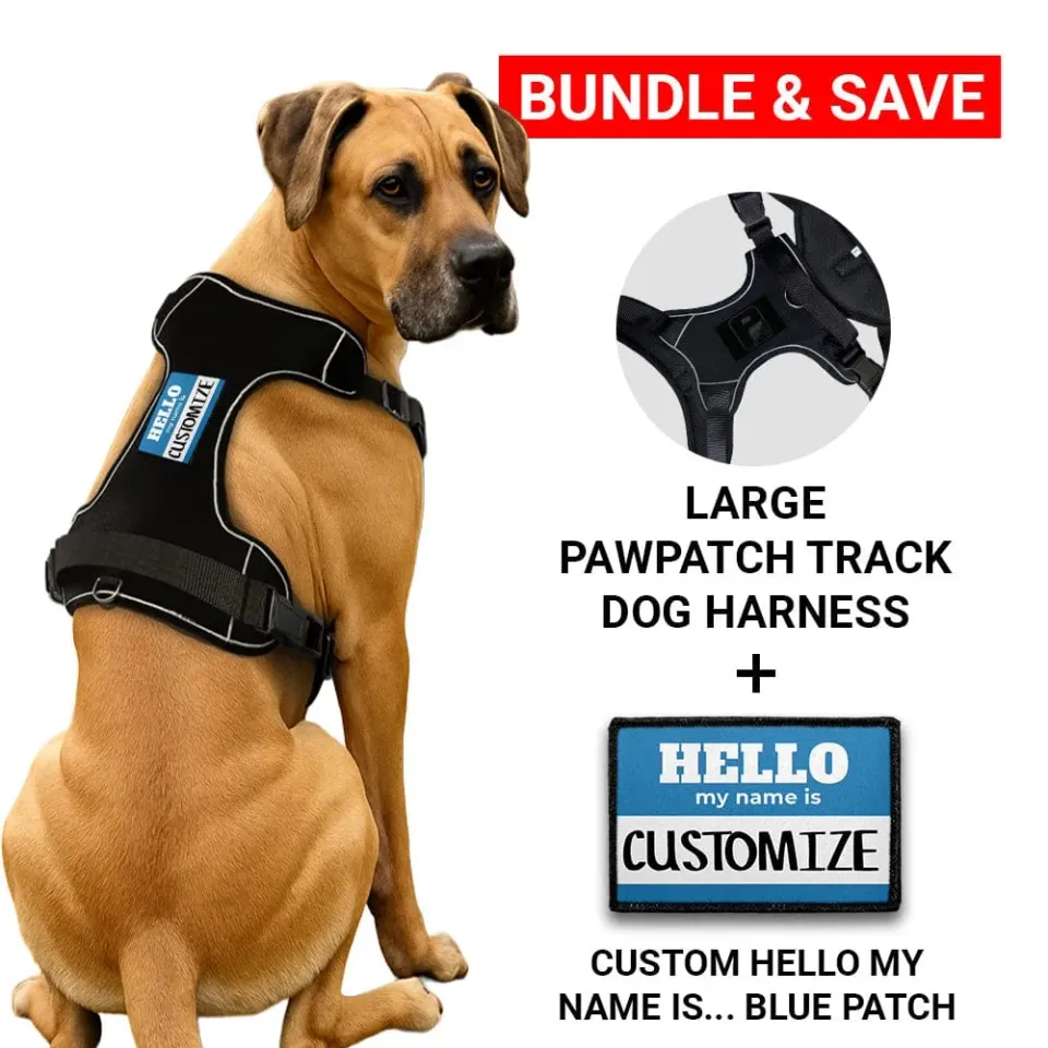 Pull Patch PawPatch Track hundesele blå Large med navn
