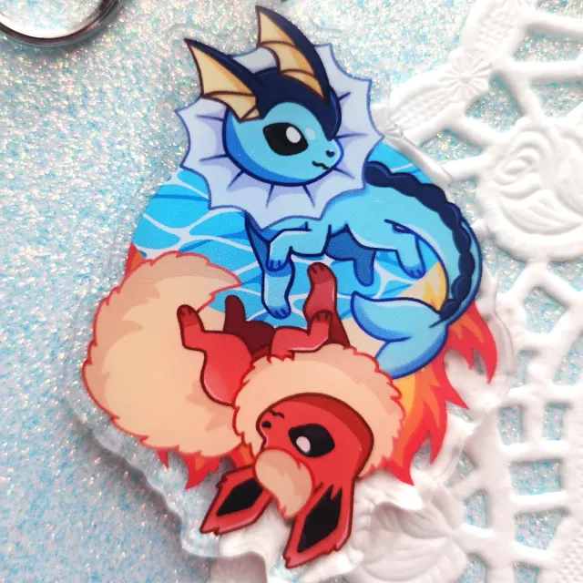 Appleminte Fire & Water keychain akryl 76 mm dobbelt