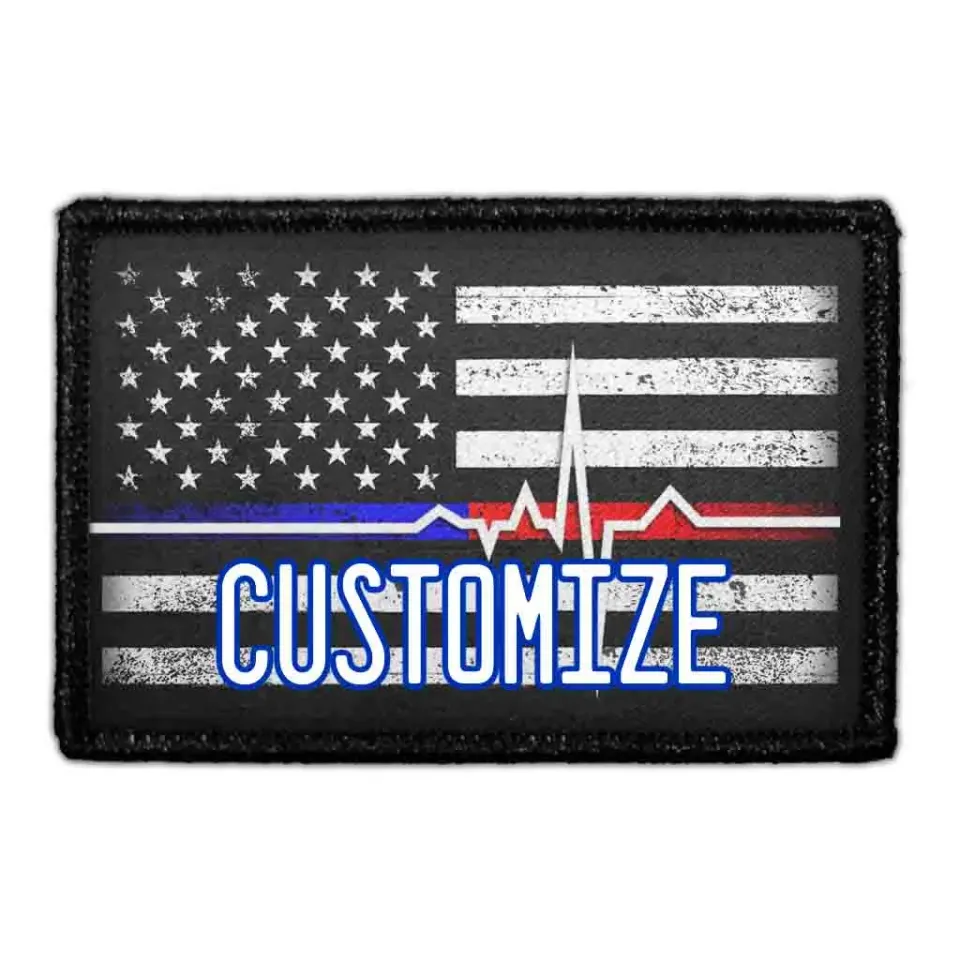 Pull Patch US Flag Lifeline Distressed patch personlig sort-hvid