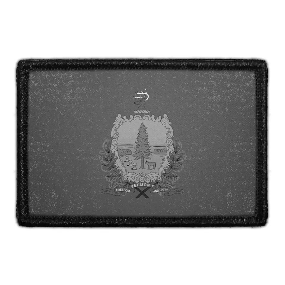 Pull Patch Vermont State Flag patch sort hvid velcro