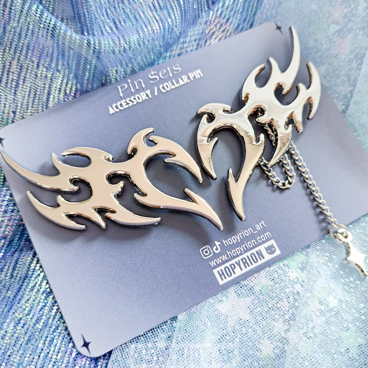 Hopyrion Flame Cardia pinsæt 4 cm nikkel