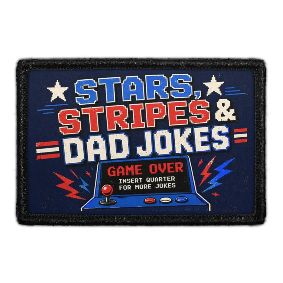 Pull Patch Stars Stripes Dad Jokes patch 3x2 velcro