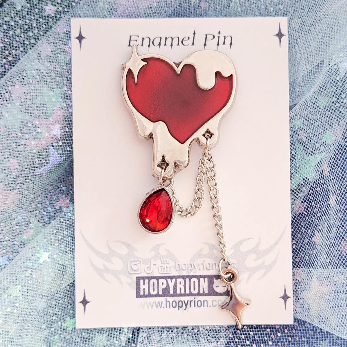 Hopyrion Melty Heart emaljepin lilla 5 cm