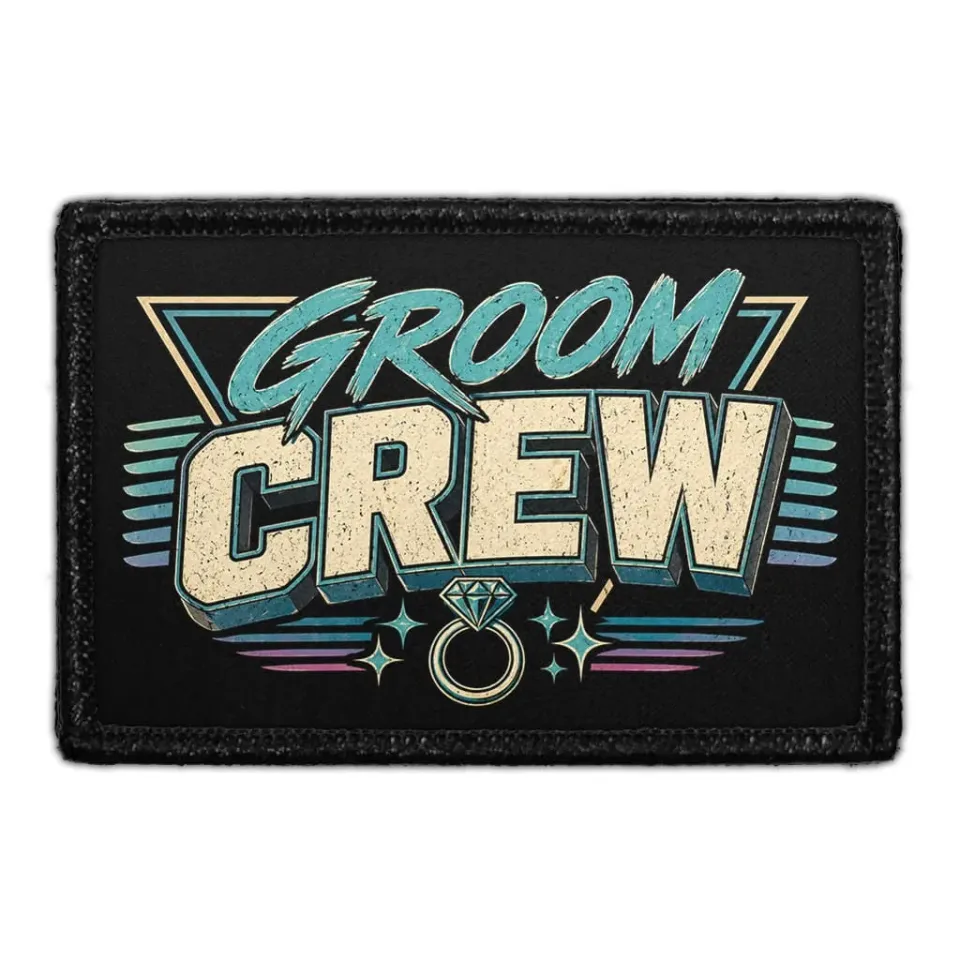 Pull Patch Groom Crew Retro patch med velcro 7,6x5 cm