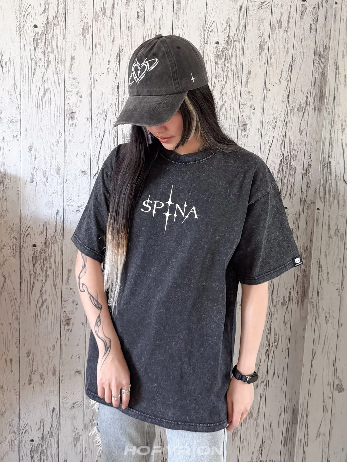 Hopyrion Spina t-shirt bomuld oversize acid wash